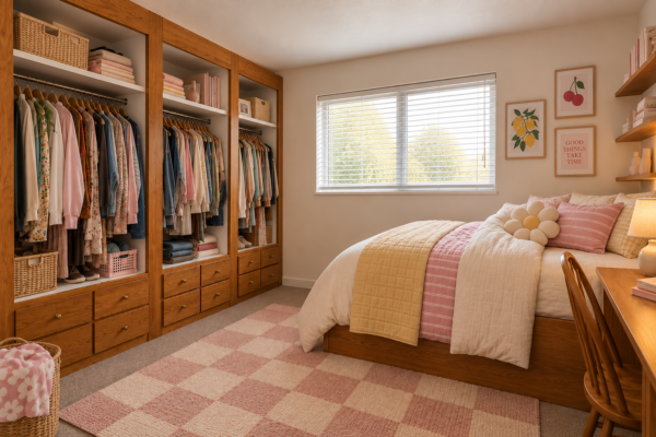 Cozy Pastel Bedroom Closet Retreat